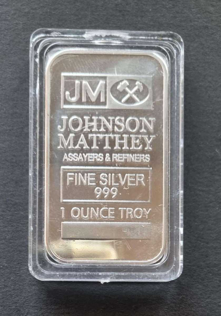 1 Ounce 999 Fine silver Bar - Johnson Matthey