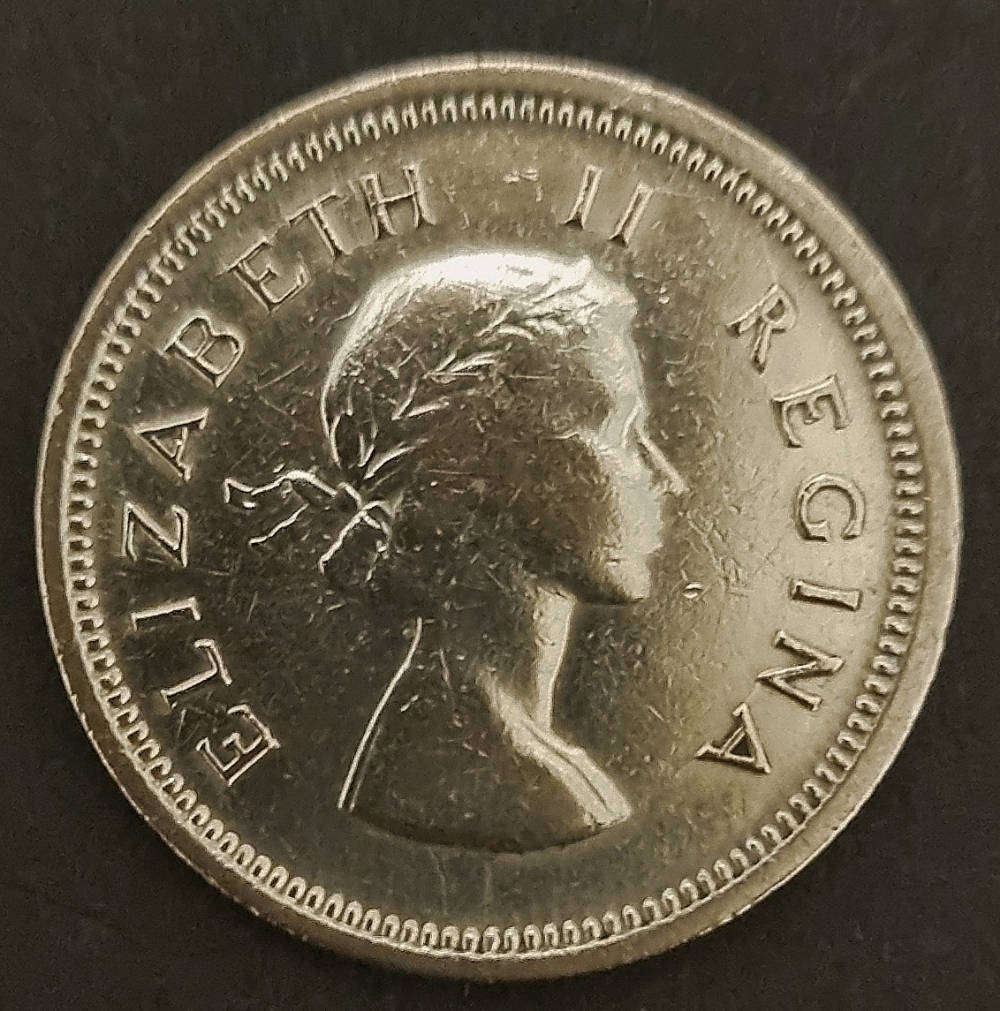 1960 South Africa 1 Shilling  Queen Elizabeth II  Collectible Silver Coin