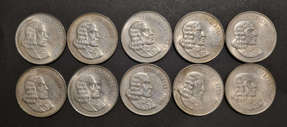 10 × 1966 Afrikaans R1 coins