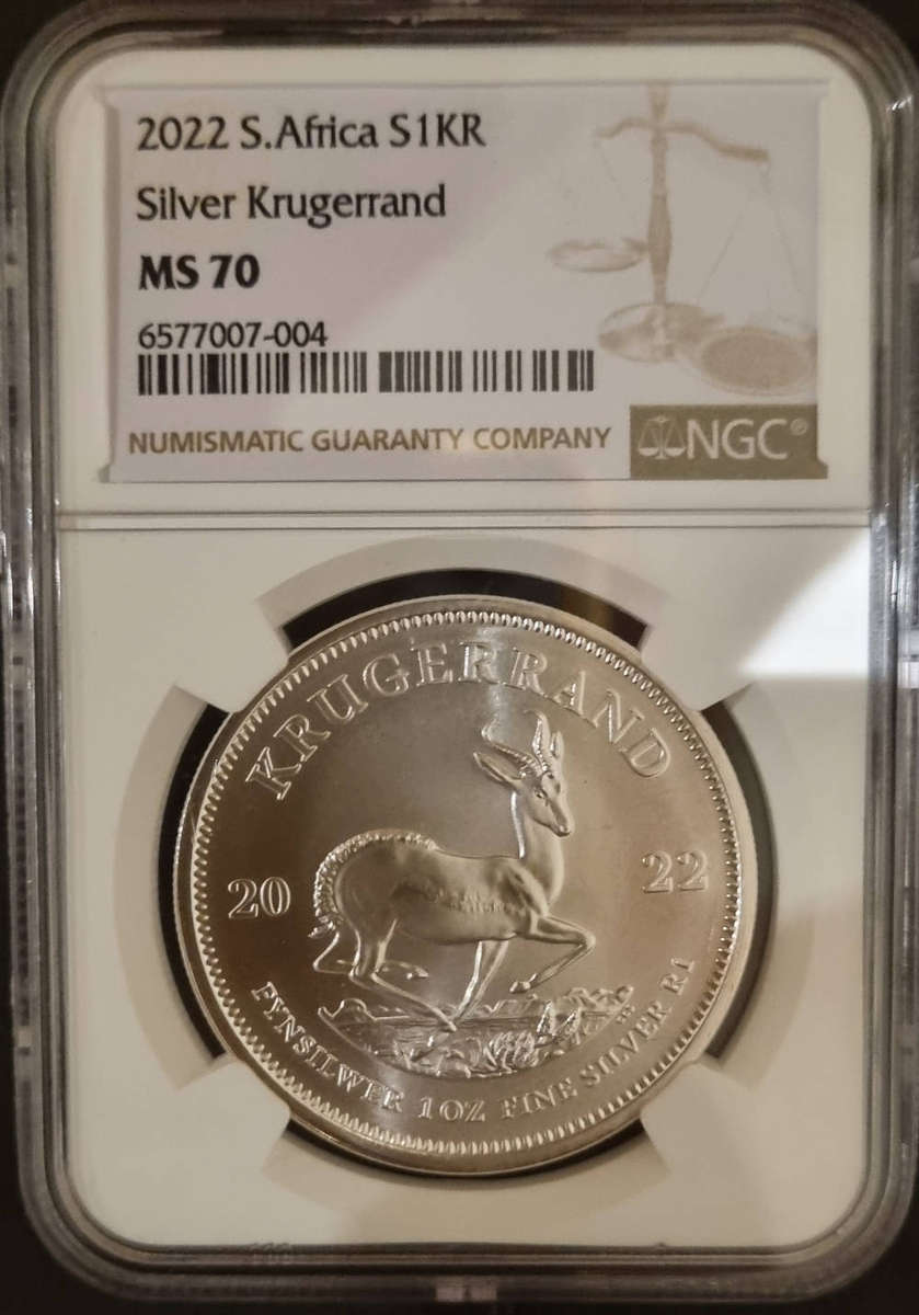 2022 South Africa 1oz Silver Krugerrand  NGC Graded MS70