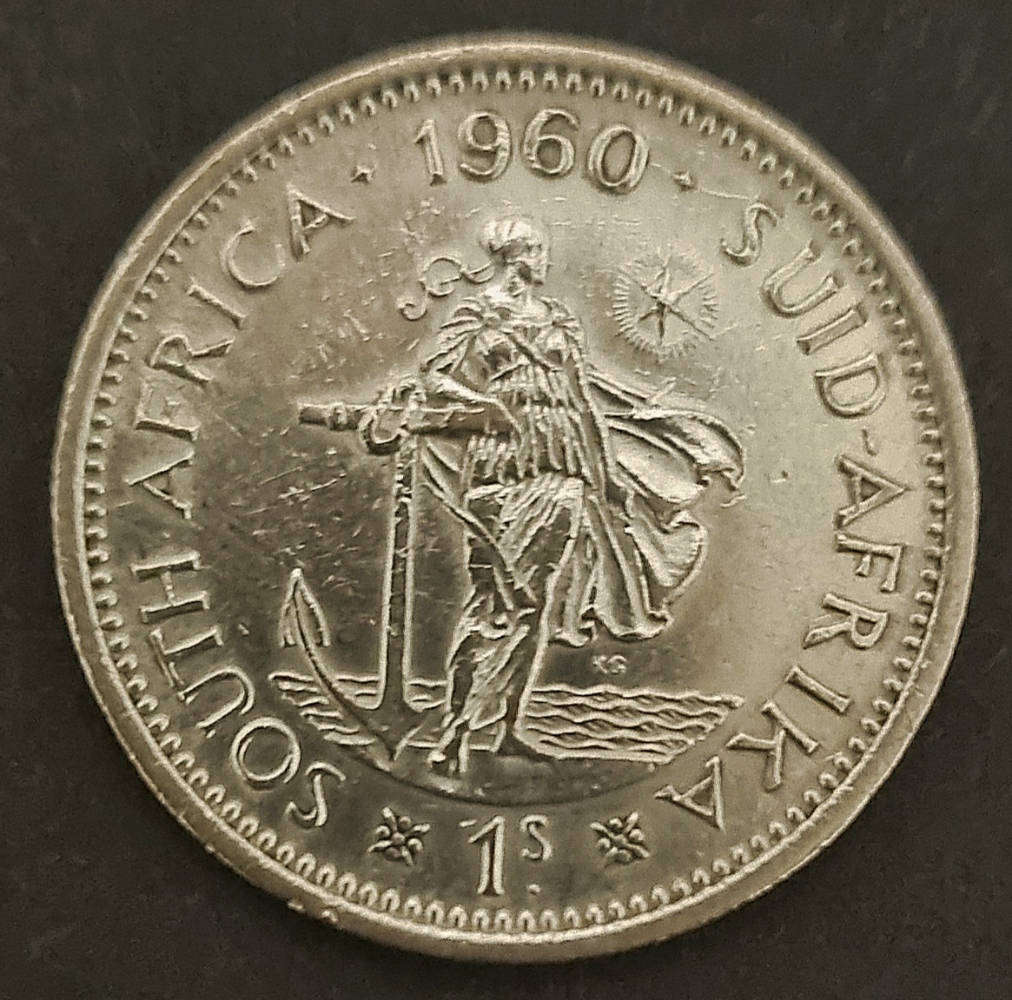 1960 South Africa 1 Shilling  Queen Elizabeth II  Collectible Silver Coin