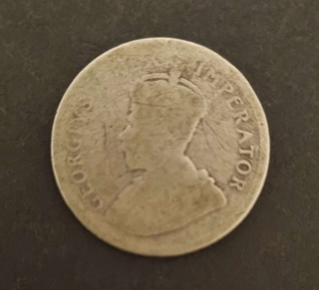 South African George V Shilling Coin  Beyond Recognition & Heavily Worn