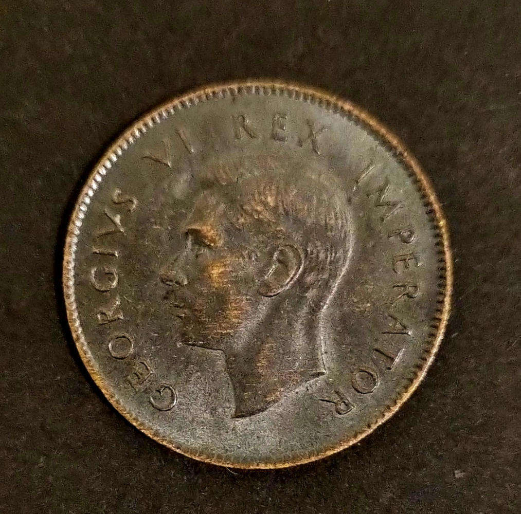 1939 South Africa ¼ Penny  George VI  Dark & Beautifully Tarnished | Rare Collectible Coin
