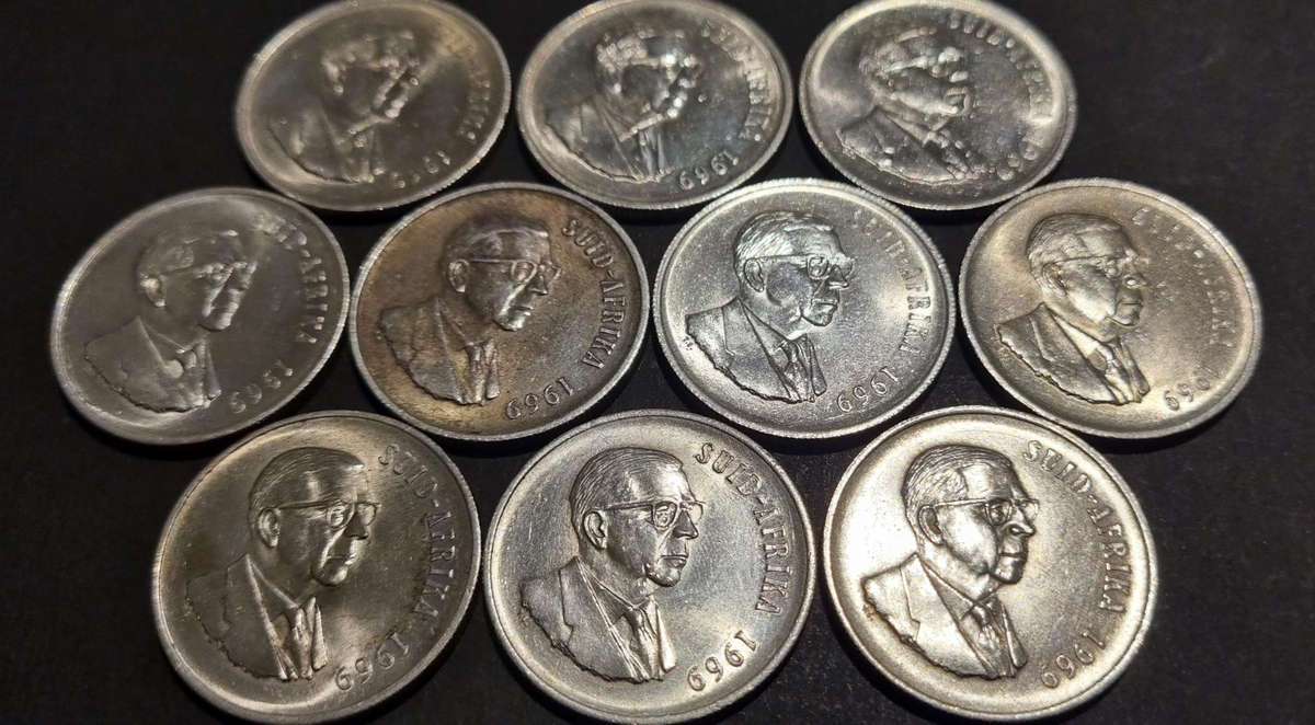 10 × 1969 Afrikaans R1 Coins