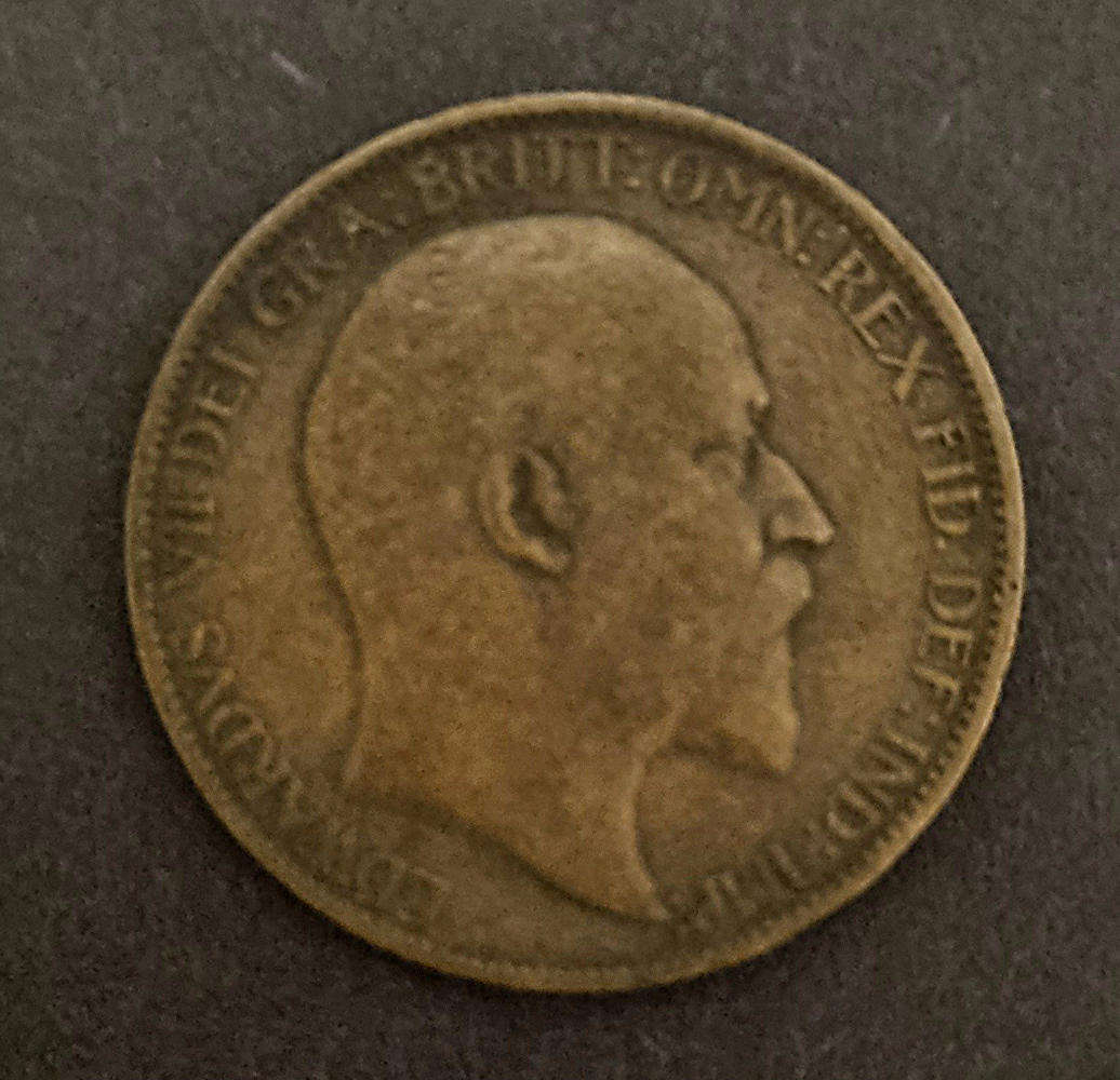  1907 Edward VII Half Penny  Antique British Coin Featuring Britannia 