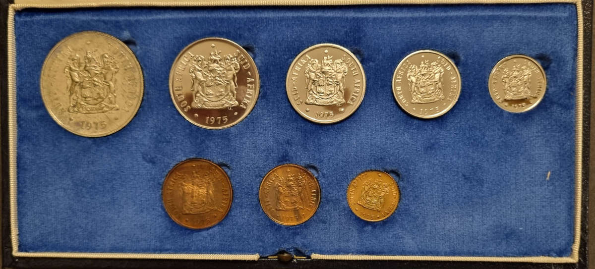 1975 South Africa Proof Coin Set  Original SA Mint Boxed Issue  1 Rand Silver Coin