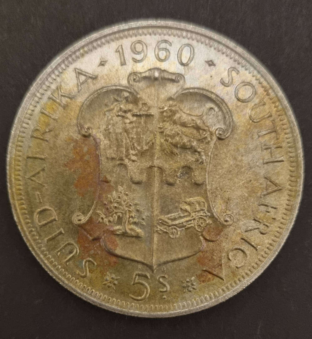1960 South Africa 5 Shillings  union buildings commemorative  silver crown