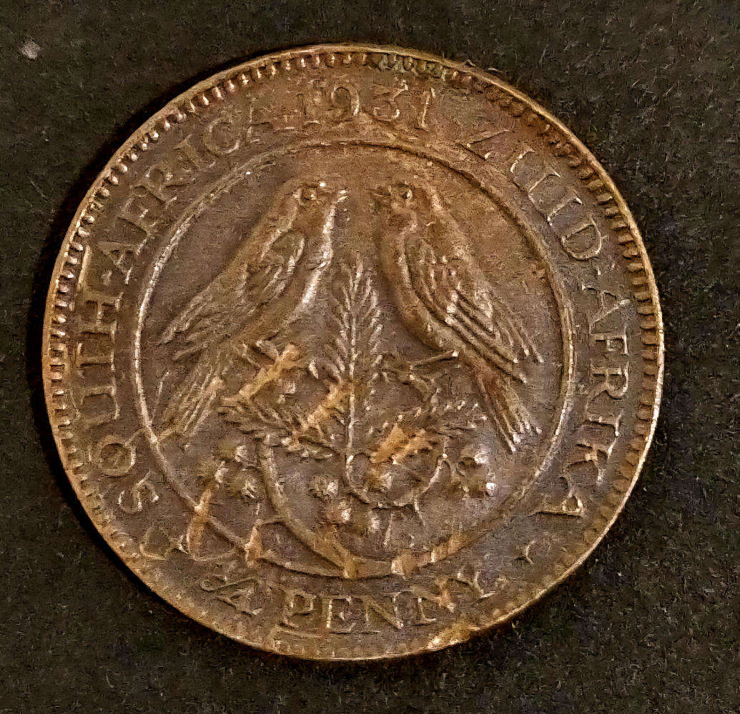 1931 South Africa ½ Penny  King George V  Dark Toned & Beautifully Tarnished