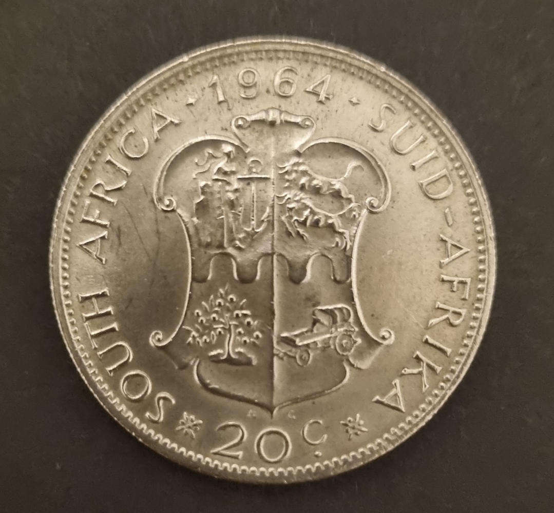 Hot Deal  1964 South Africa 20 cent coin  pristine condition