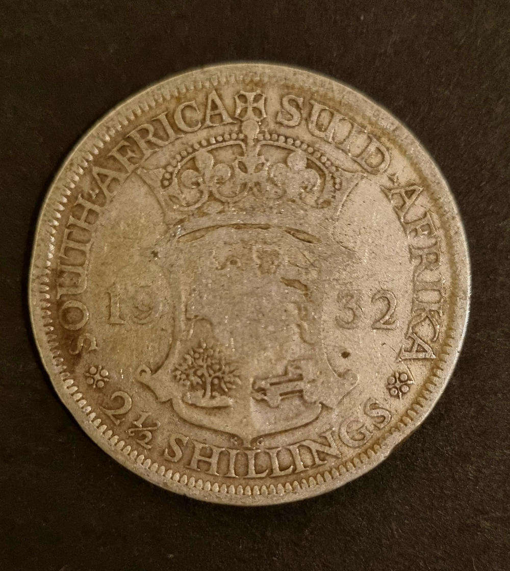 Rare 1932 South Africa 2½ Shillings  King George V  80% Silver