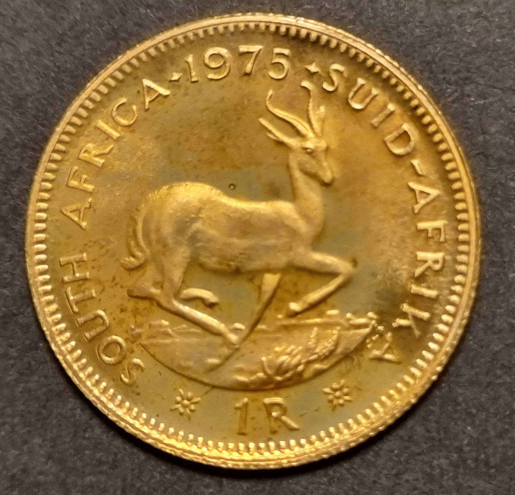 1975 South Africa 1 Rand Gold Coin  Rare Collectors Piece