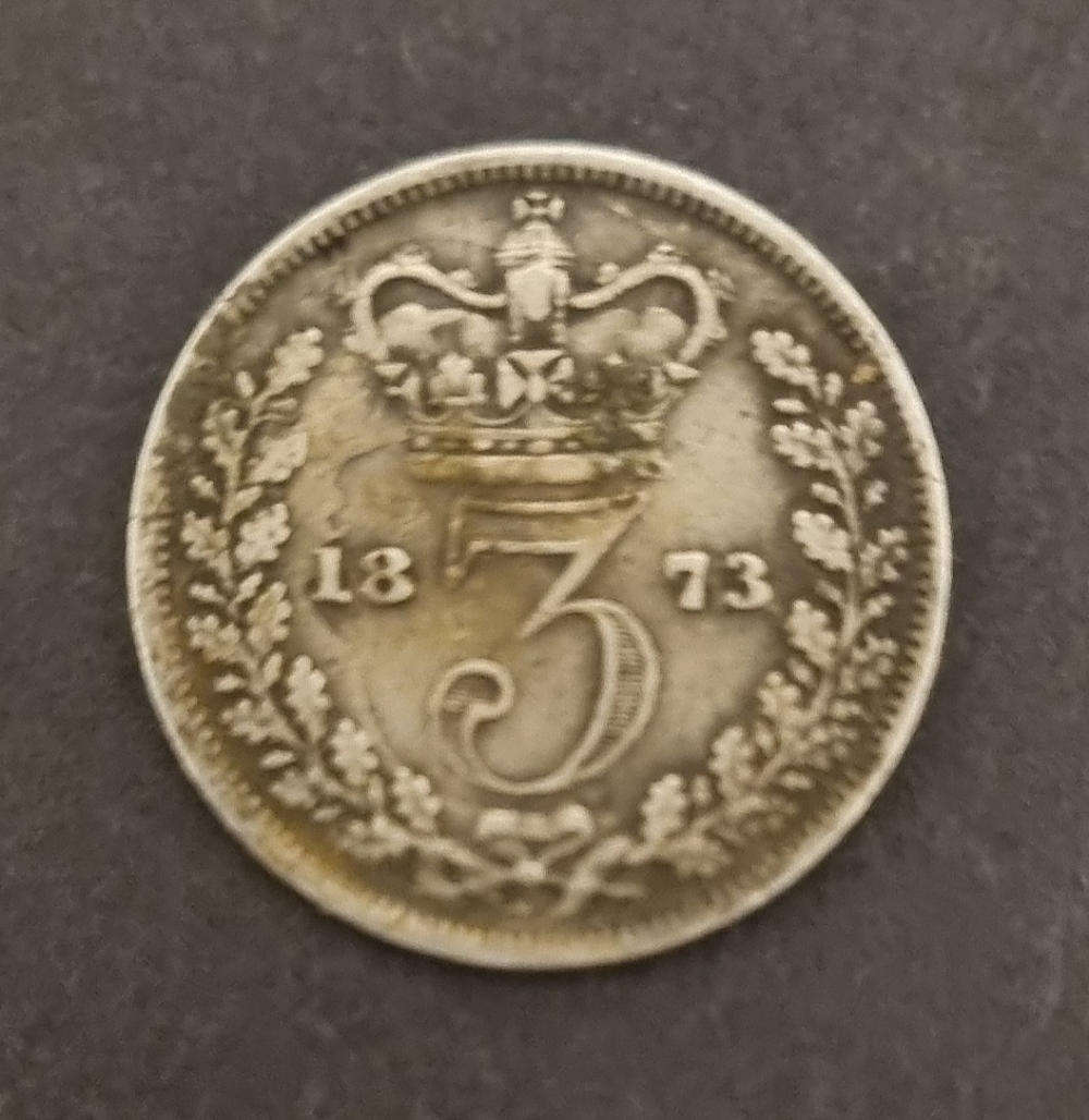 1873 Queen Victoria British Silver 3 Pence  Very Rare Collectors Coin