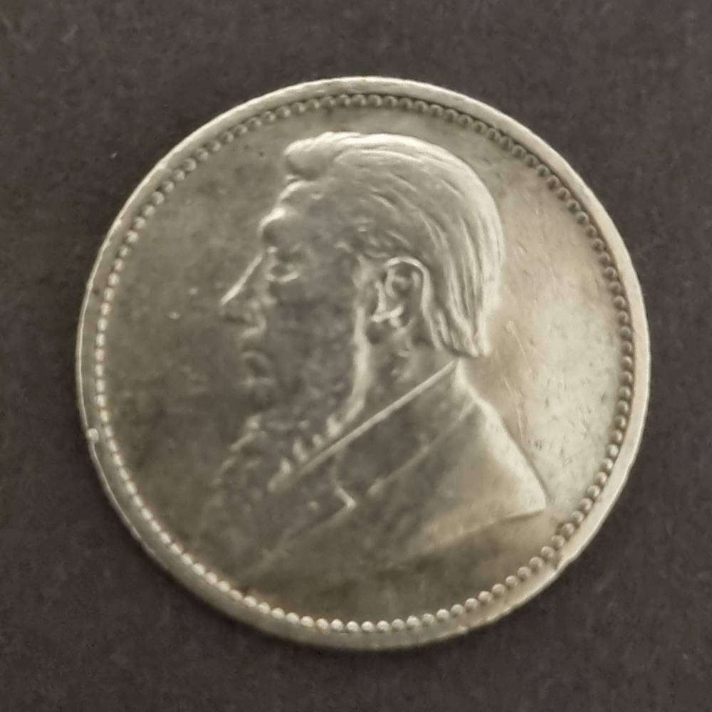 1896 ZAR Sixpence  Silver Coin