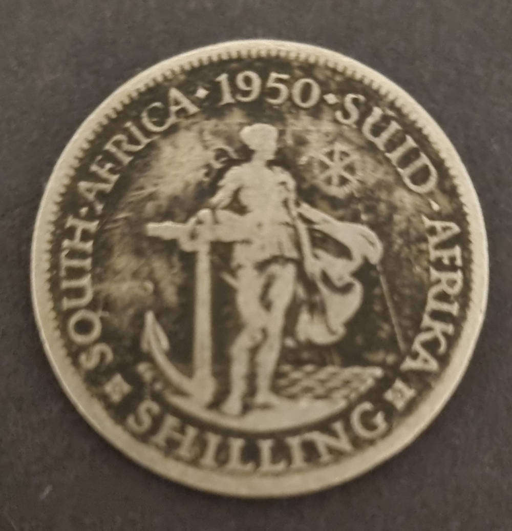 1950 South Africa Silver Shilling  King George VI
