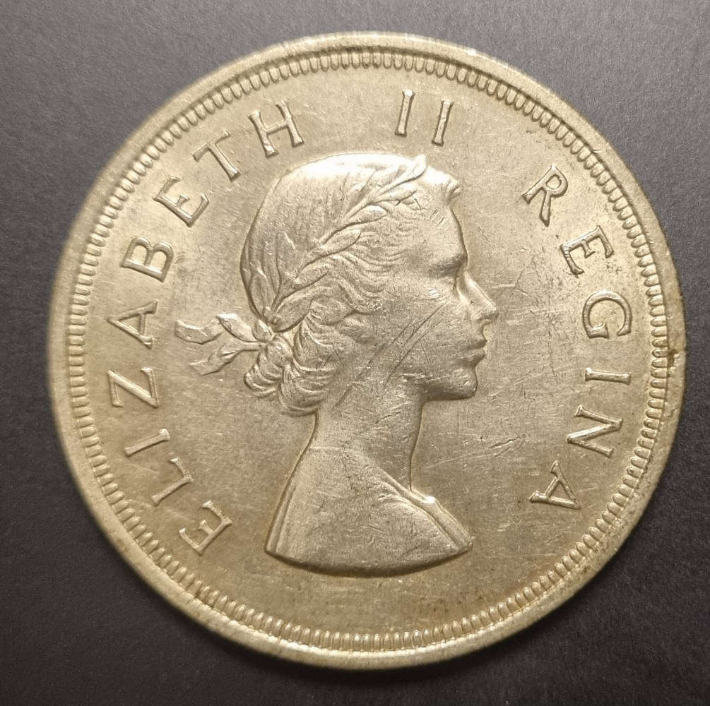 1953 South Africa Silver 5 Shillings  Elizabeth II  Springbok  Beautiful Condition