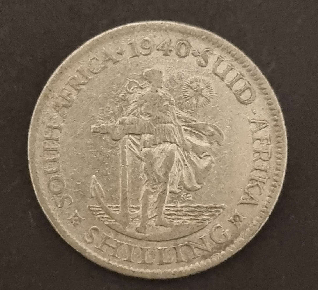1940 South Africa 1 Shilling  King George VI  Beautiful Tarnish