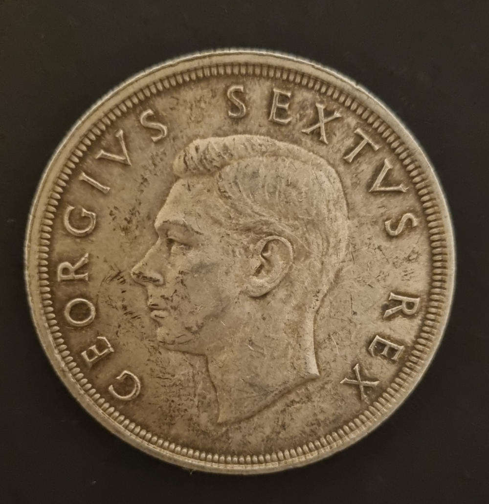 1948 South Africa George VI 5 Shillings  Beautiful Wear & Slight Tarnish  Rare Collectible