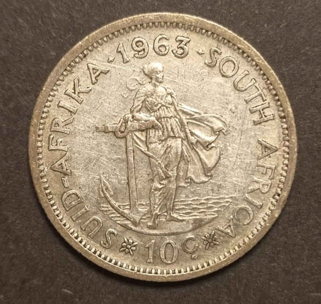 1963 South Africa 10 Cent Silver Coin