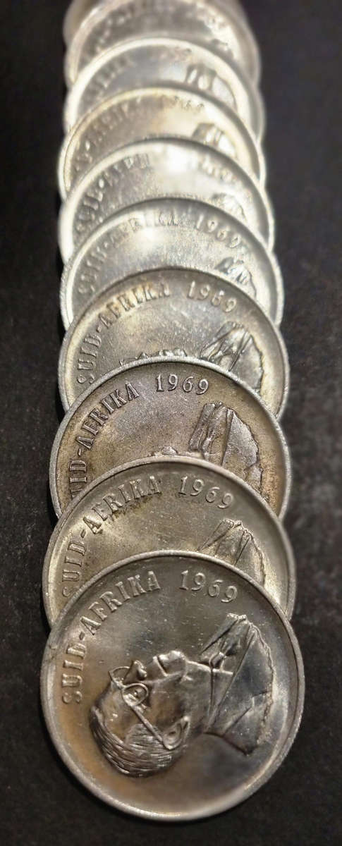 10 × 1969 Afrikaans R1 Coins