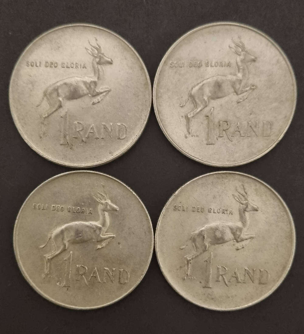 4 × 1966 Afrikaans R1 coins