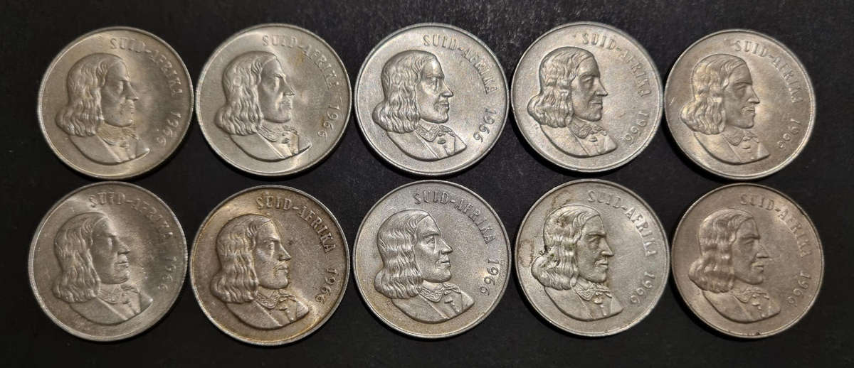 10 × 1966 Afrikaans R1 Coins