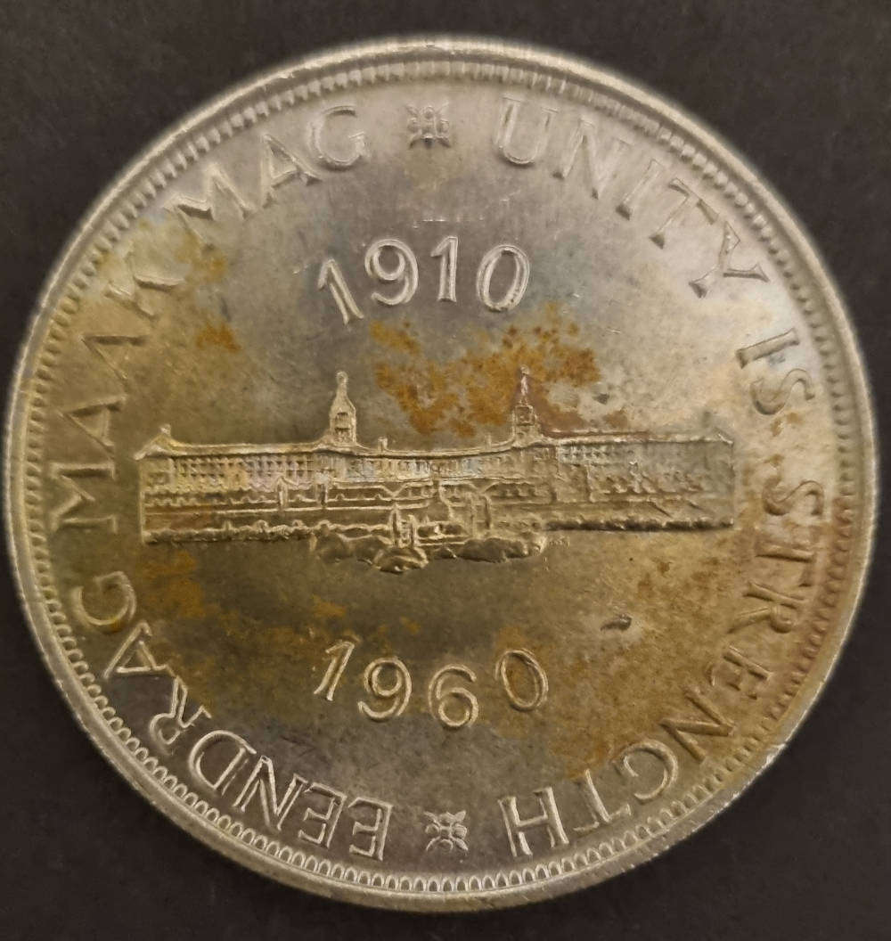 1960 South Africa 5 Shillings  union buildings commemorative  silver crown