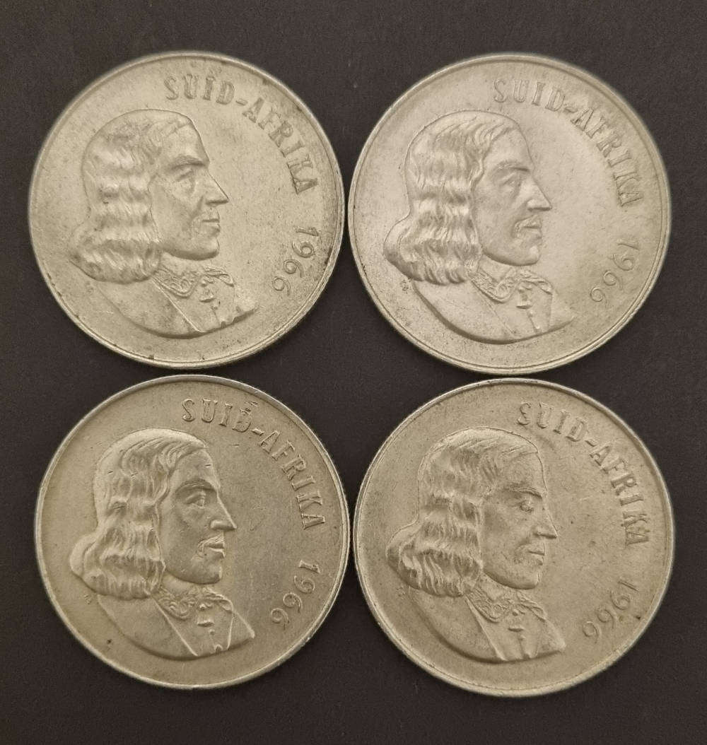 4 × 1966 Afrikaans R1 coins