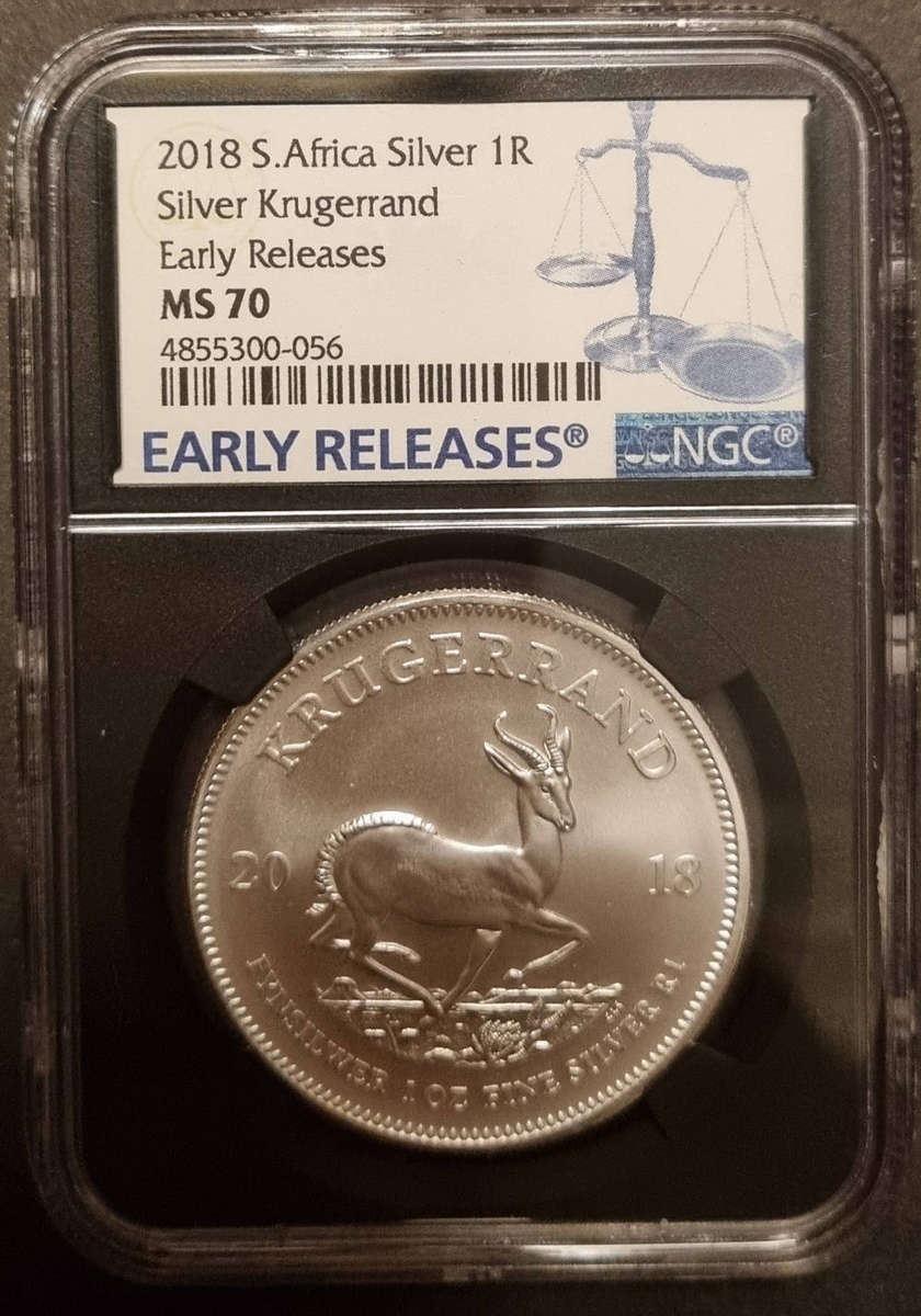 2018 South Africa Silver Krugerrand  NGC MS70 Early Releases  1oz Fine Silver