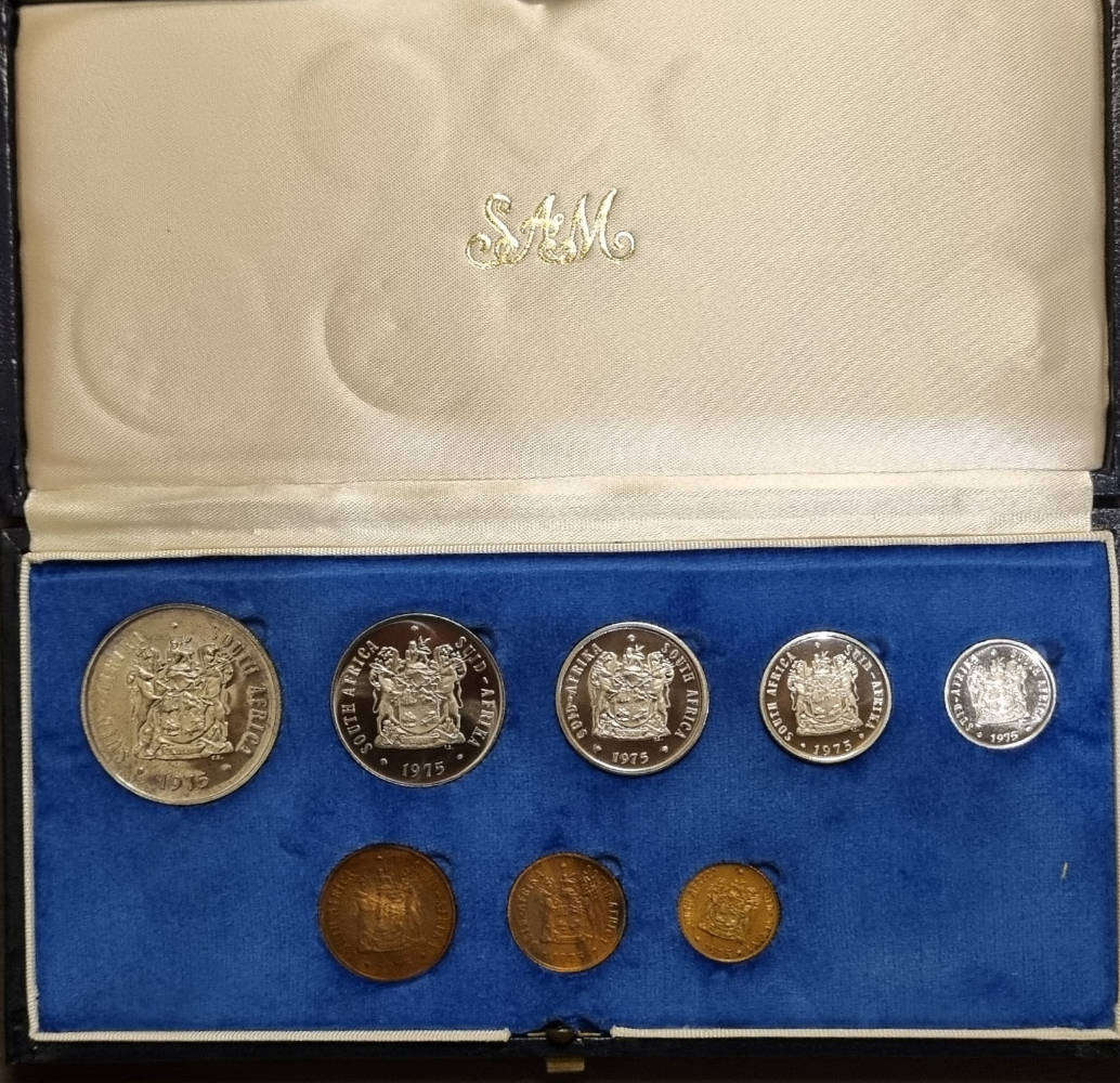 1975 South Africa Proof Coin Set  Original SA Mint Boxed Issue  1 Rand Silver Coin