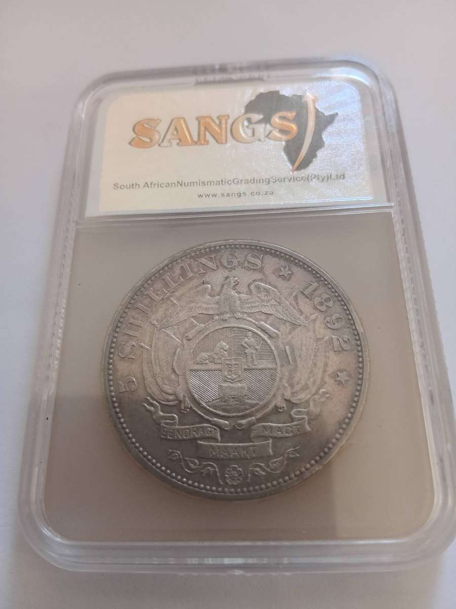 1892 5 Shilling AU 53 Single Shaft