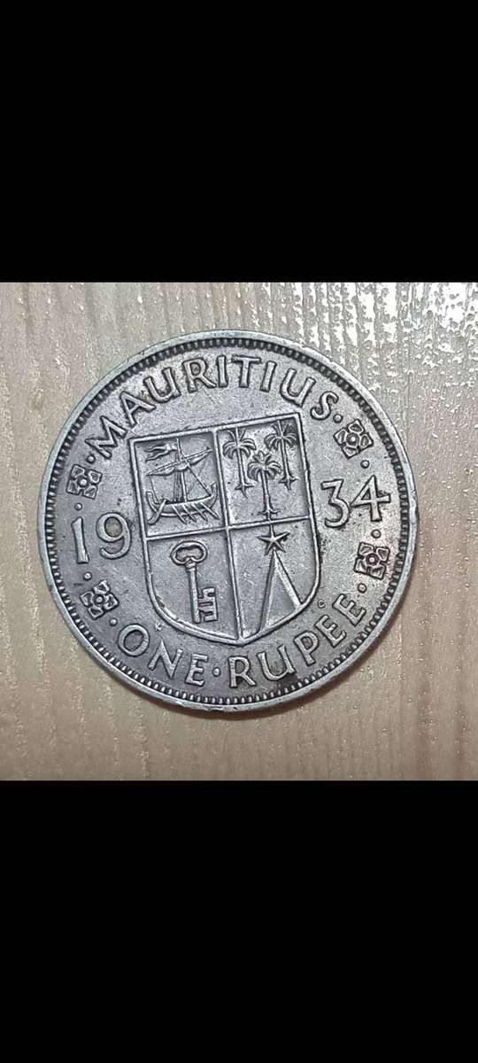 1934 One Rupee Mauritius silver