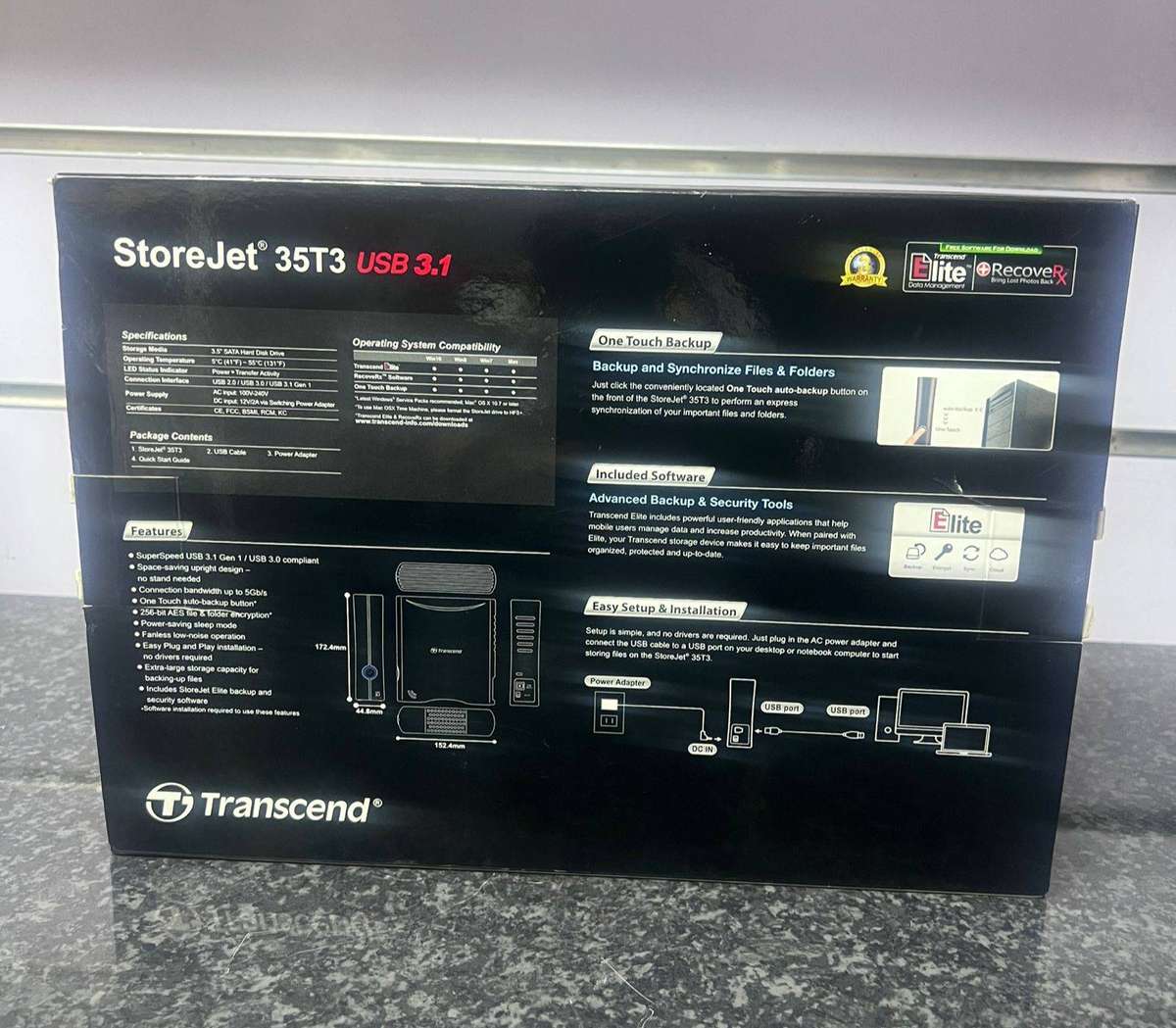 Transcend StoreJet 35T3 4TB Desktop External Hard Drives USB 3.1 Hard Drive