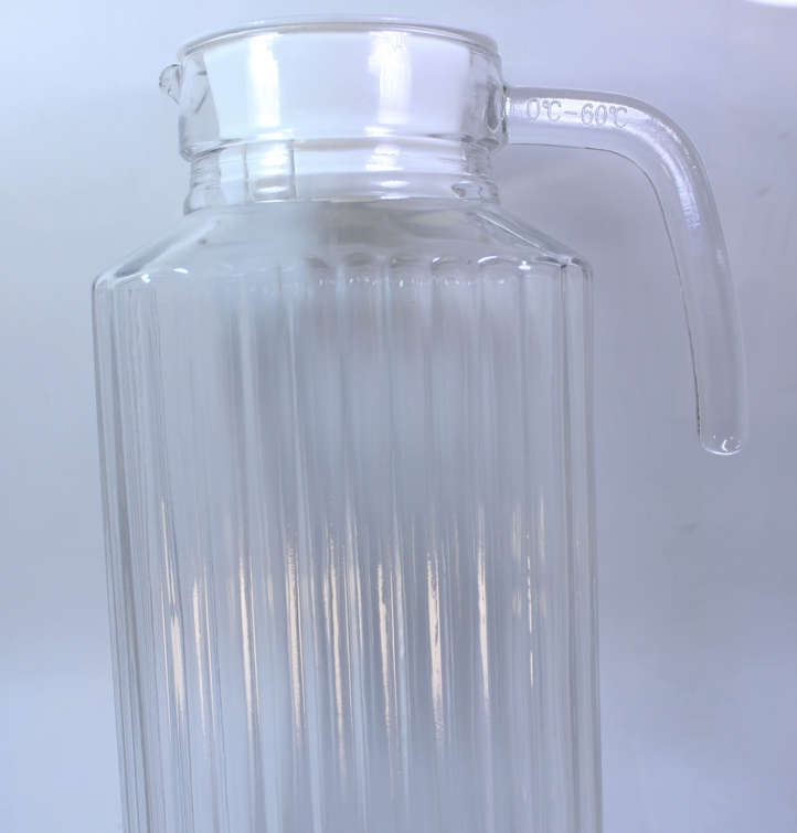 1.6 Liter Rectangular Fridge Glass Water Bottle with Handle and Pouring Lid