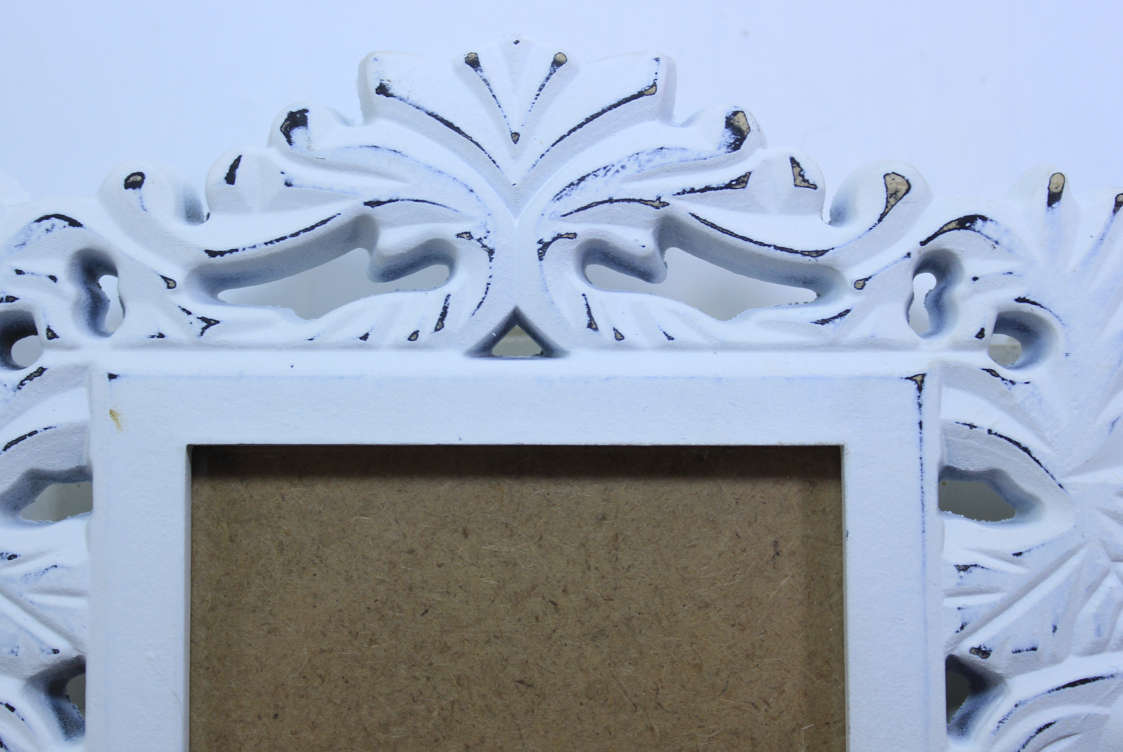 Two Distressed White Photo Frames With Stands