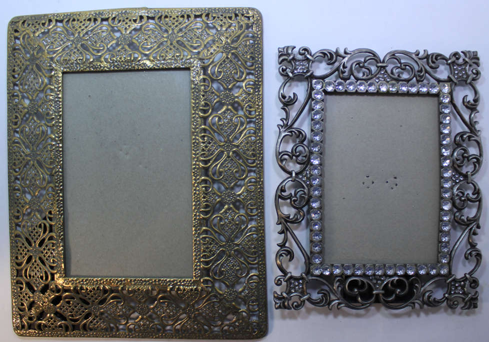 Two Vintage Style Metal Photo Frames with Stands