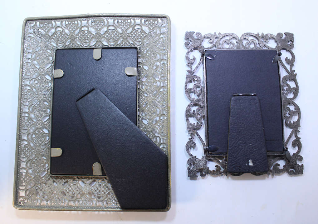 Two Vintage Style Metal Photo Frames with Stands
