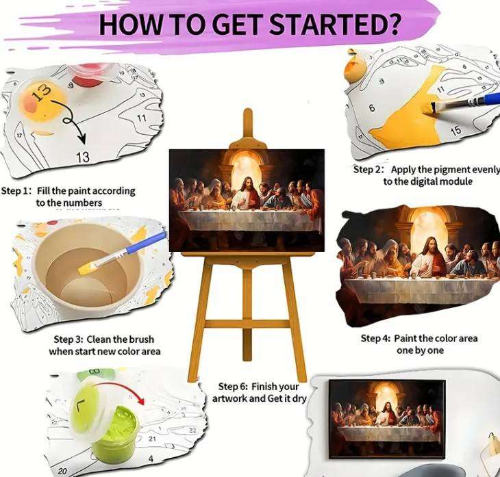 Paint by Number DIY Kit, 60x40cm - The Last Supper