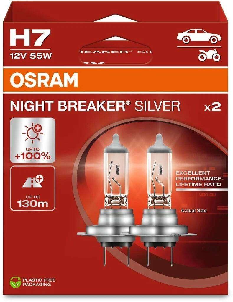 OSRAM 64210NBS Night Breaker Silver H7 64210NBS +100% Set of 2 Headlight Various Halogen for Various