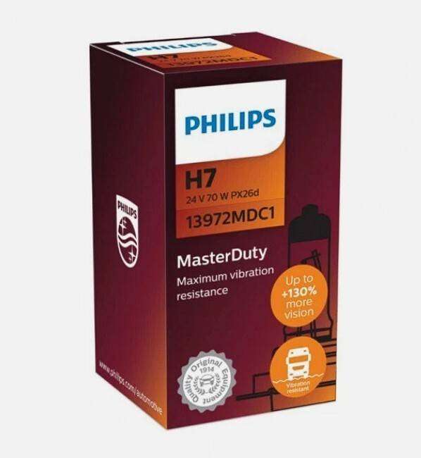 PHILIPS H7 MasterDuty 24V 70W 13972MDC1 Each Headlight CAR Halogen for Various (24 V, 70 W)