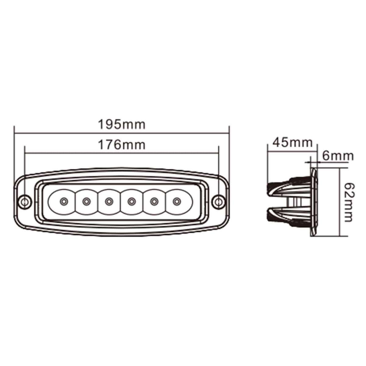 Hella 6 LED MINI LIGHT BAR FLUSH MOUNT FLOOD BEAM VF1919
