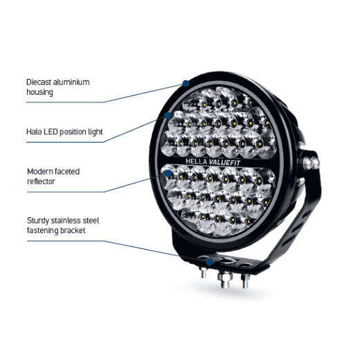 HELLA VF69072 VALUEFIT SUPERNOVA 7" Spotlight Kit Fog Lamp Bakkie LED for Various (12 V, 80 W) SET
