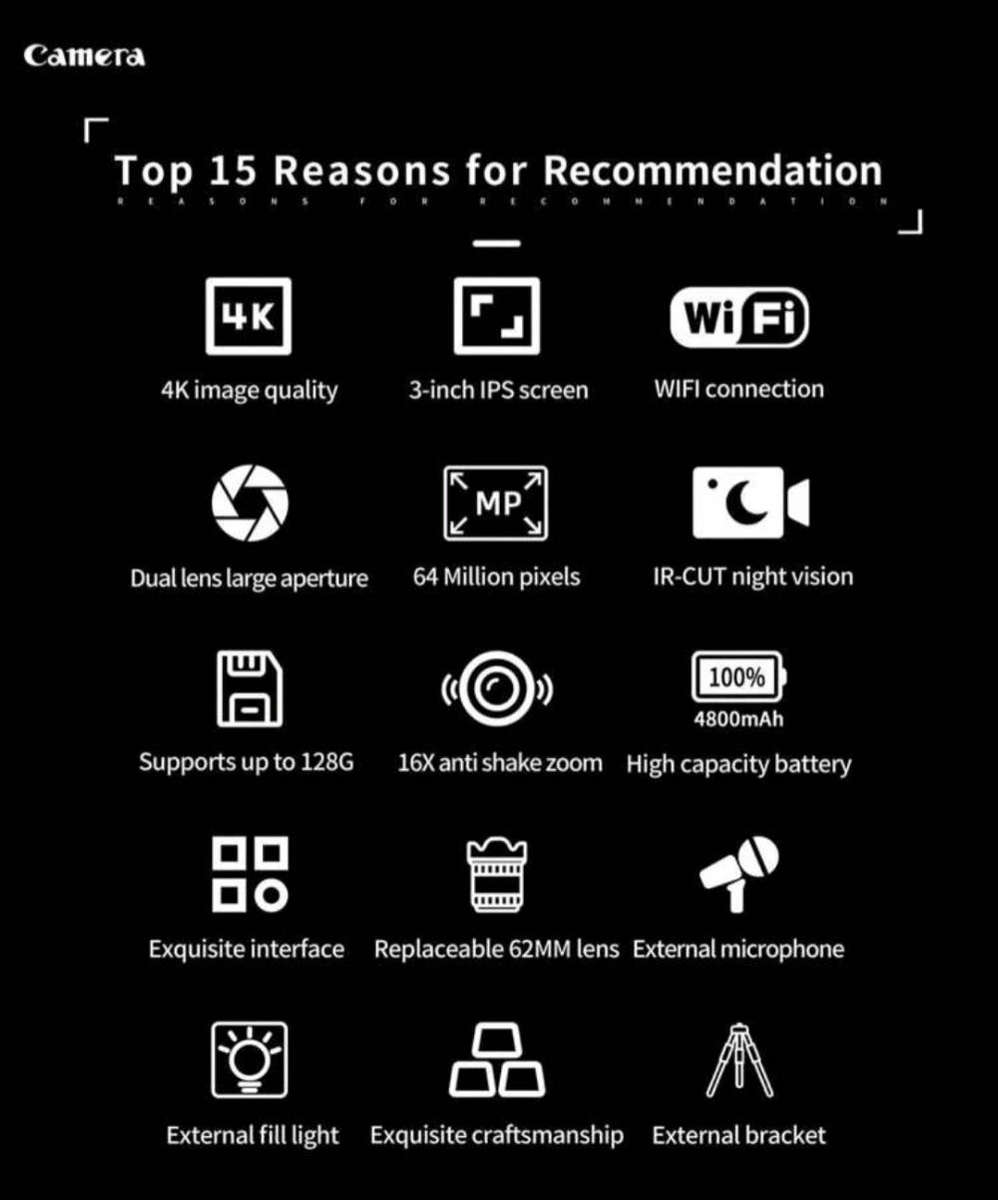 64 mp Smart wifi dslr digital camera