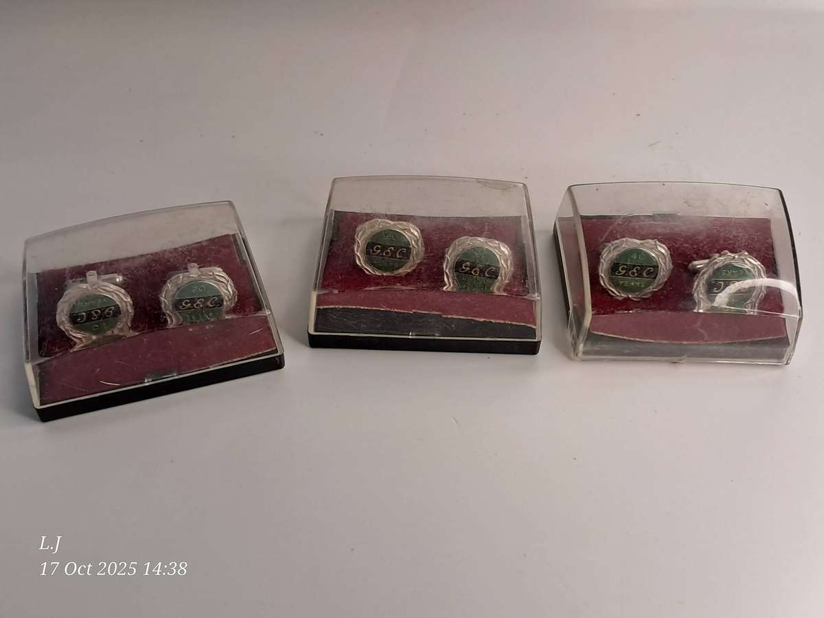 3 Pairs of Vintage G.E.C long service  cuff-links