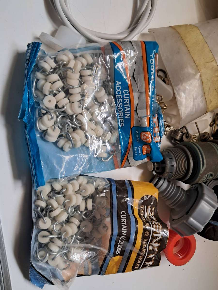 Job-lot Garden hose fittings & curtains hooks etc.