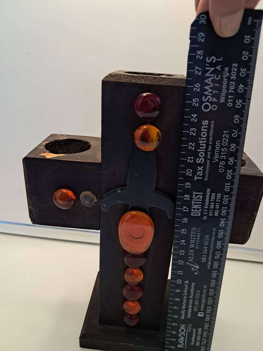 Wooden cross candle holder