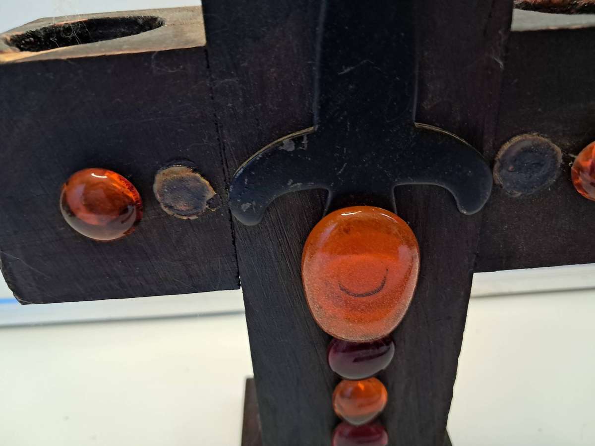 Wooden cross candle holder