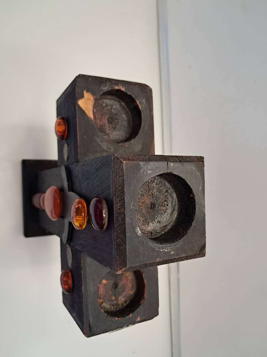 Wooden cross candle holder