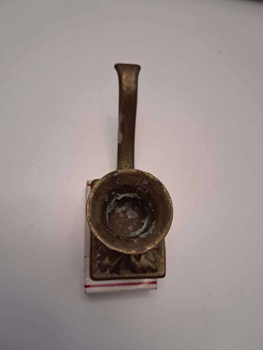 Vintage Brass candle holder with march holder & old Lucky strike matches