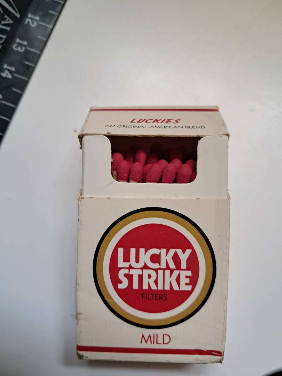 Vintage Brass candle holder with march holder & old Lucky strike matches