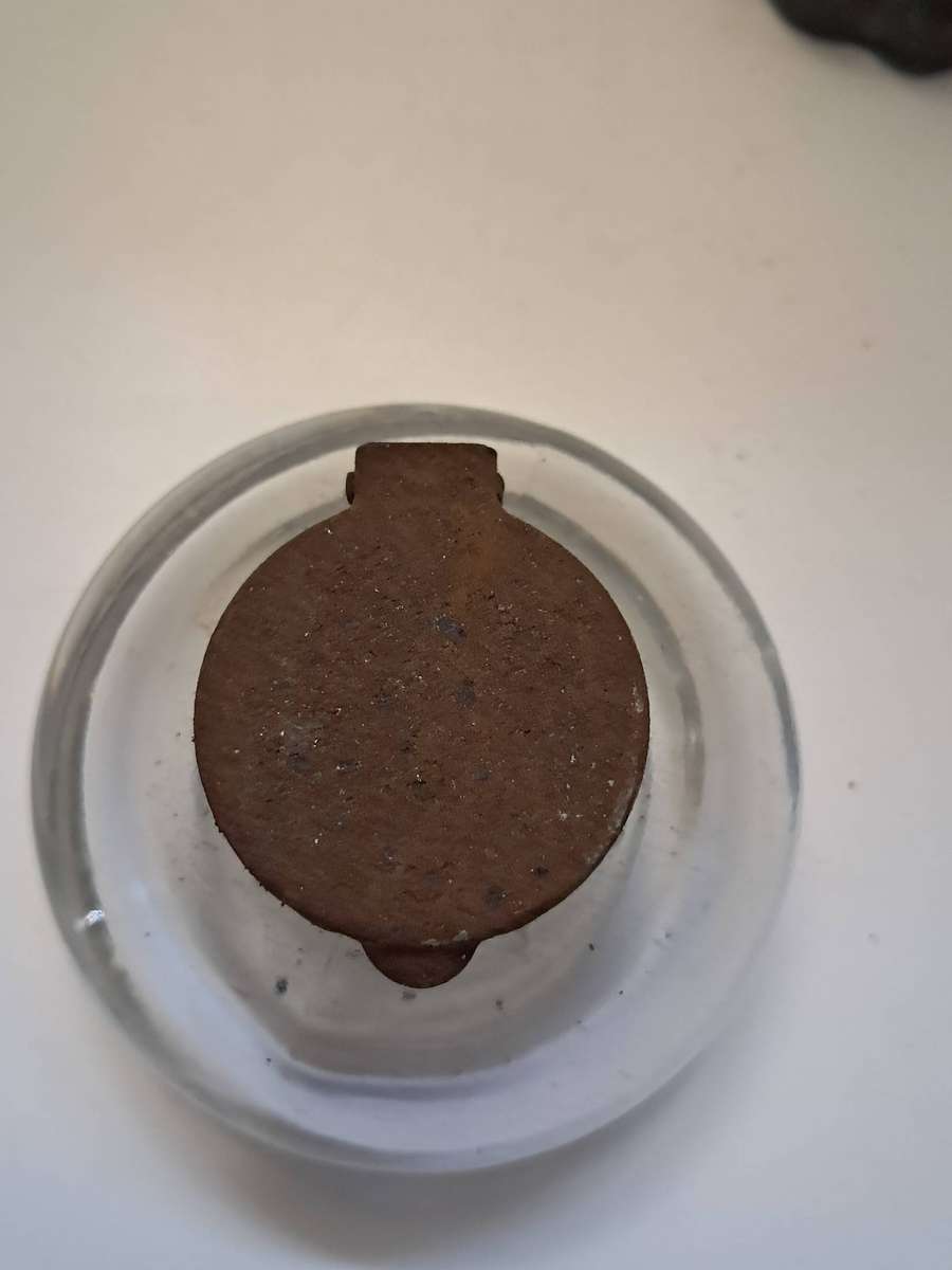 Antique Glass inkwell & a heavy paperweight